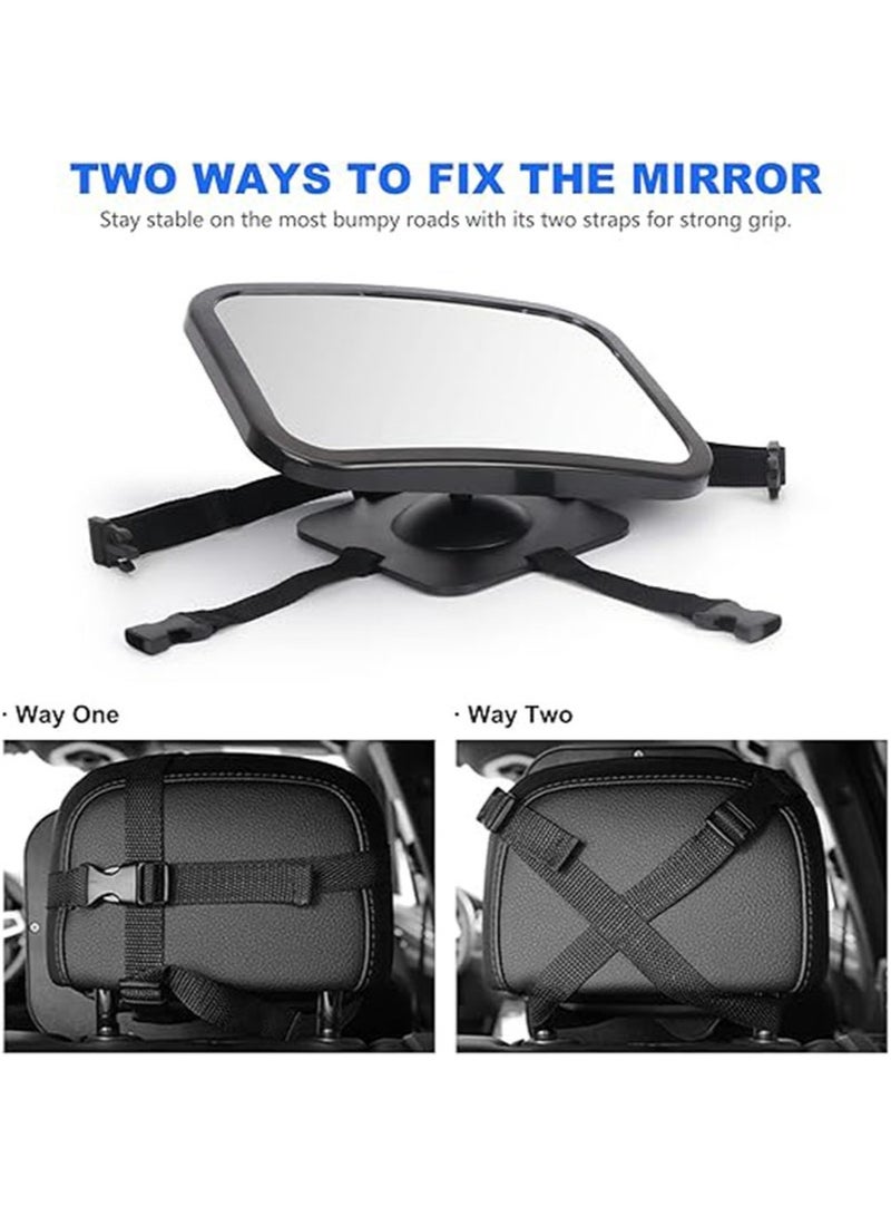 Apustim Infant Car Rearview Mirror Designed For Rear Facing Installation On Back Seats Offers a Wide，Clear Field Of View Essential For Rear Facing Infant Car Seats a Must Have For Newborns （Black） - Image 3