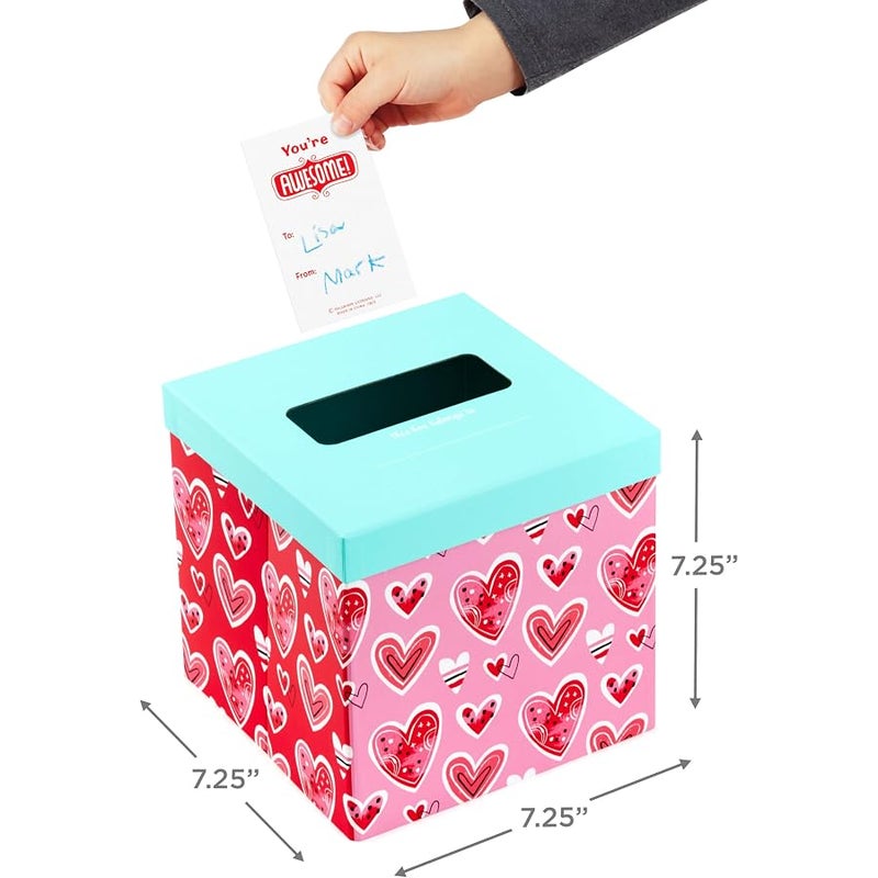 Hallmark Valentines Day Cards for Kids and Mailbox for Classroom Exchange, Doodle Hearts (1 Box, 32 Valentine Cards, 35 Stickers, 1 Teacher Card) (5VBX1030) - Image 2