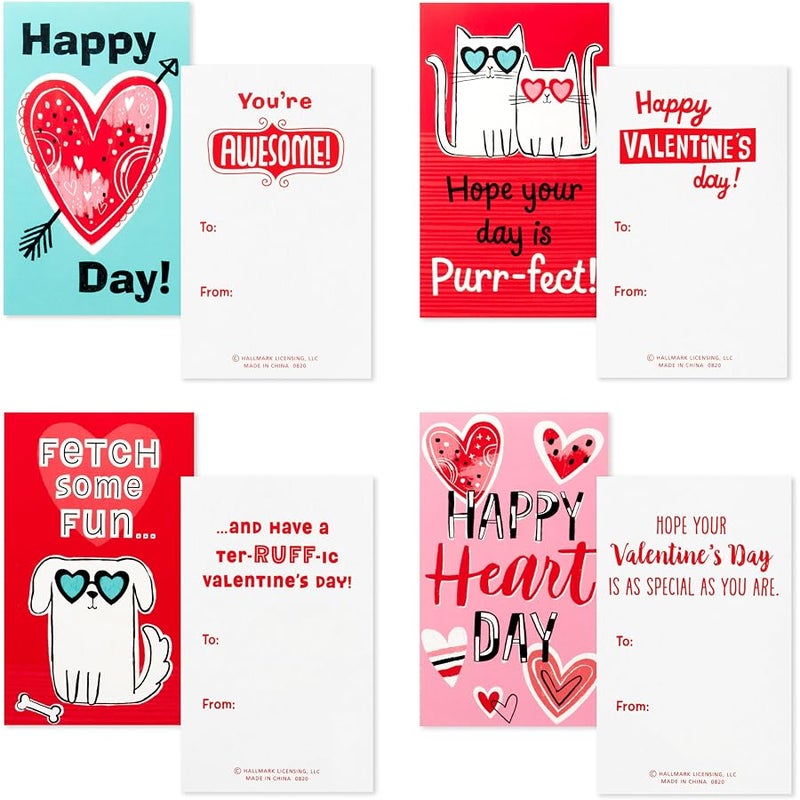 Hallmark Valentines Day Cards for Kids and Mailbox for Classroom Exchange, Doodle Hearts (1 Box, 32 Valentine Cards, 35 Stickers, 1 Teacher Card) (5VBX1030) - Image 4