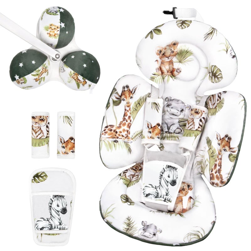 Sweetwavet Infant Insert Compatible with 4moms Mamaroo Swing and Infant Carseat, Including 3 Replacement Balls, Reversible Newborn Insert for Baby Swing, Stroller, Bouncer, Soft Fabric - Animals - Image 1