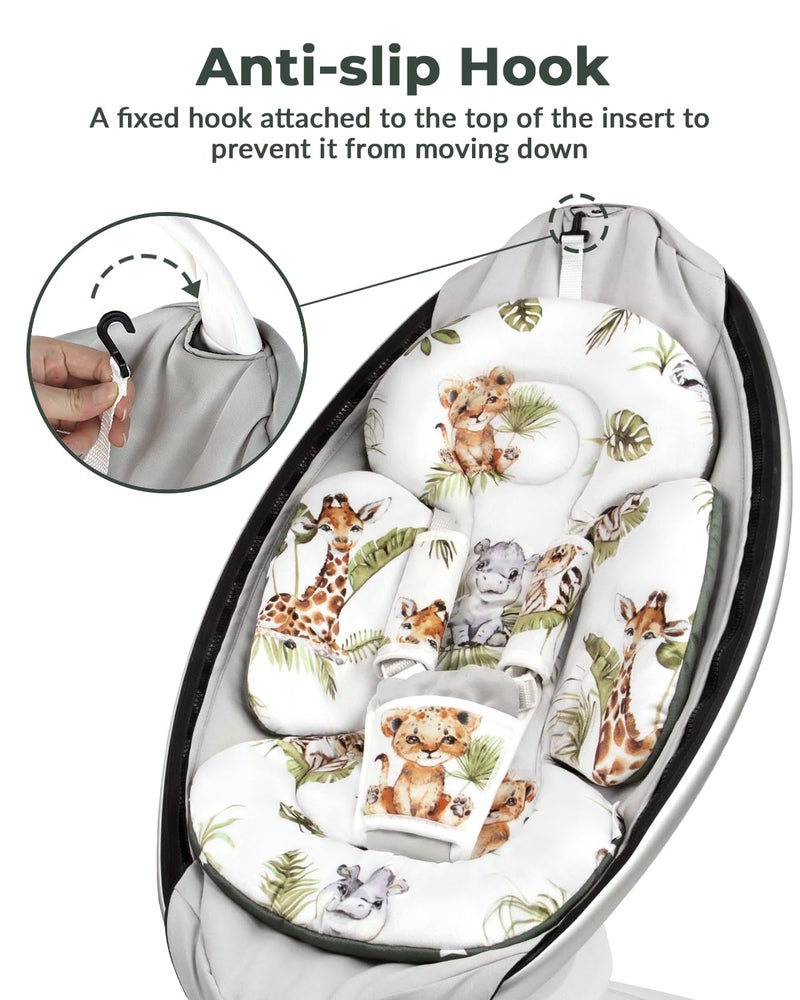 Sweetwavet Infant Insert Compatible with 4moms Mamaroo Swing and Infant Carseat, Including 3 Replacement Balls, Reversible Newborn Insert for Baby Swing, Stroller, Bouncer, Soft Fabric - Animals - Image 5