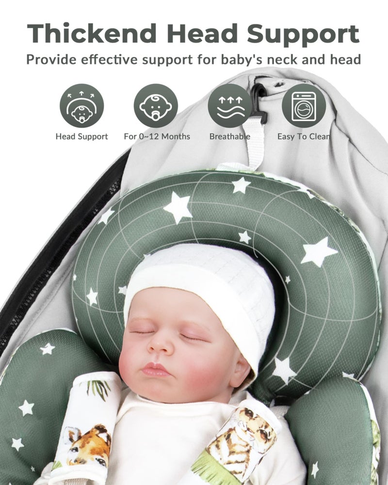 Sweetwavet Infant Insert Compatible with 4moms Mamaroo Swing and Infant Carseat, Including 3 Replacement Balls, Reversible Newborn Insert for Baby Swing, Stroller, Bouncer, Soft Fabric - Animals - Image 2