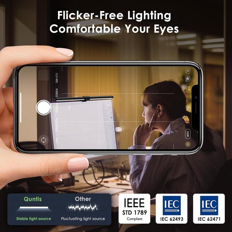 كونتيس مصباح شاشة الكمبيوتر، شريط إضاءة شاشة للعناية بالعين، مصباح LED للقراءة الإلكترونية مع خاصية التعتيم التلقائي، شريط إضاءة قابل للتعتيم، تحكم باللمس، مصابيح مكتبية منزلية موفرة للمساحة بدون وهج الشاشة - Image 3