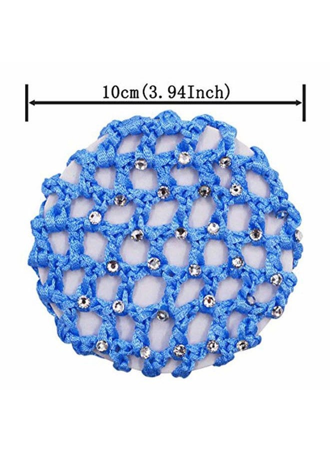 Teensery - 6Pcs Rhinestone Bun Cover Crochet Snood Hair Net Hair Accessories for Women Girls Ballet Dance Skating Random Color - Image 1