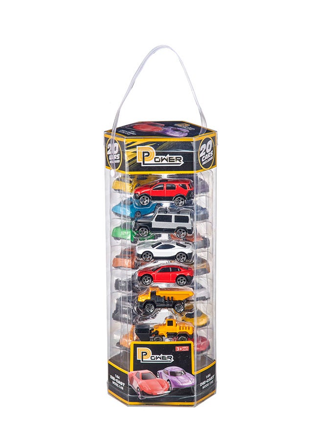 D-Power D-Power Diecast Cars Pack: 1:64 Scale Metal Alloy Collection with Storage Carrying Tub 20-Piece Multicolour Built with a durable alloy body, these vehicles are designed, for playtime  - Image 1