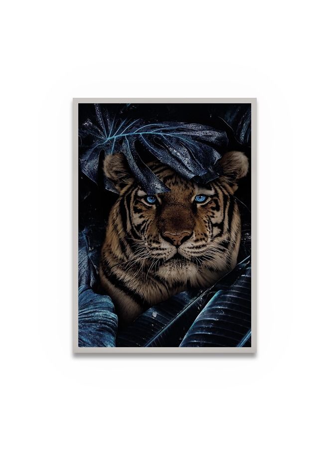 Marktna Canvas Wall Art For Wall Decoration, Tiger Design, With A Hollow Silver Frame, Size (120x80),One Piece - Image 2