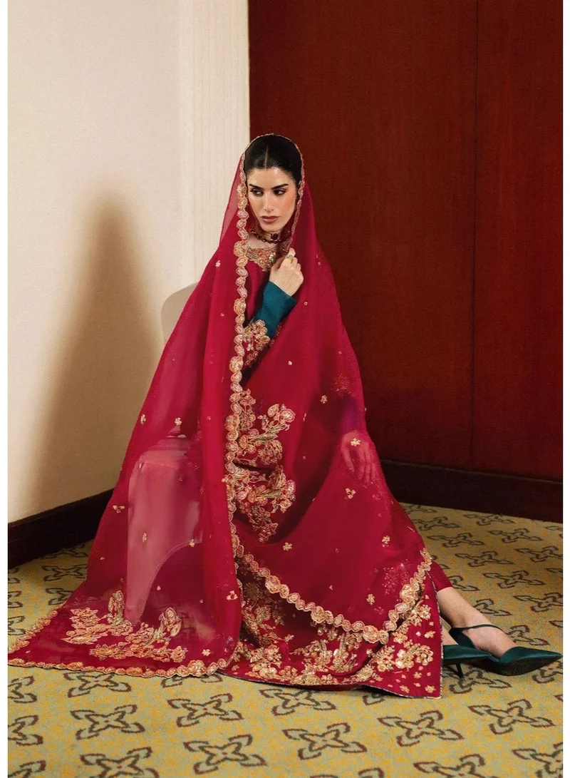Bazm-A Fashion Atelier  Luxury 2-Piece Pink Embroidered Kaftan Dress with Dupatta Chest 42-44 for Women | Best Price UAE