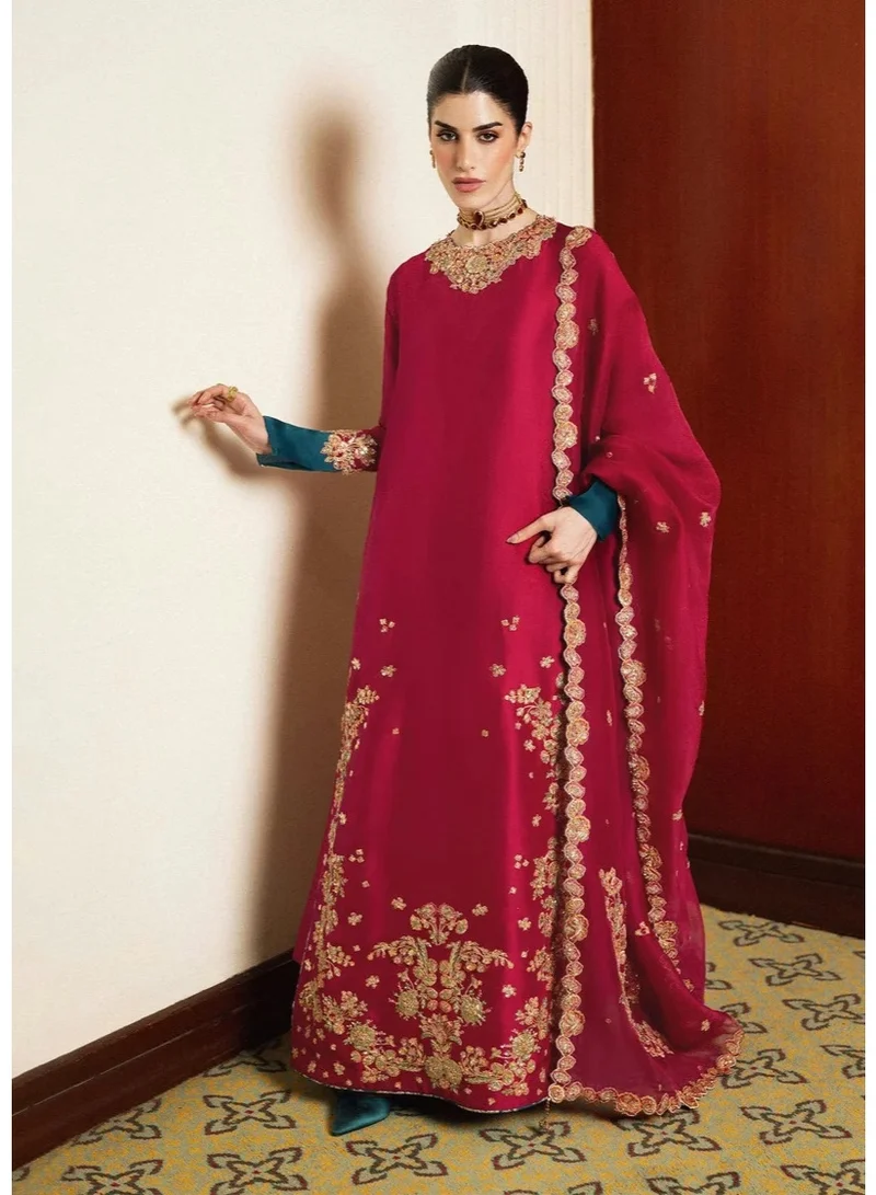 Luxury 2-Piece Pink Embroidered Kaftan Dress with Dupatta Chest 42-44