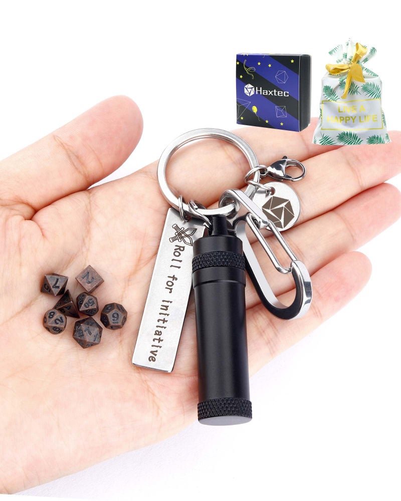Haxtec Mini Dice Set Tiny Small Metal DND Dice Set with Portable Keychain Case Compatible with Dungeons Dragons for DND Gift Thoughtful Stocking Stuffers - Image 3