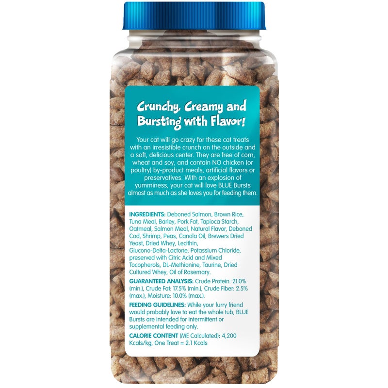 Blue Buffalo Bursts Crunchy & Creamy Cat Treats, Great for Training, Savory Seafood, 12-oz Tub - Image 2