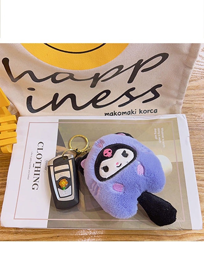 Kuromi Lovely Plush Toys Doll Keychain long tail Kuromi 15cm Plush Doll for Backpack,car,stationery box pendant - Image 5