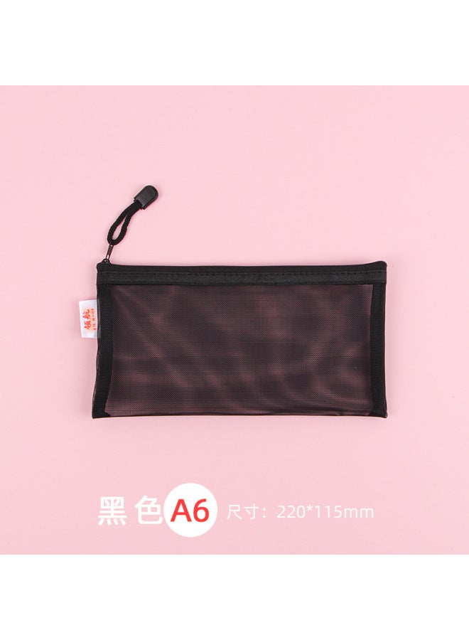 HELPS Transparent File Bag Office Large Capacity Nylon Mesh Durable Information Bag A4 Student Portable Zipper Storage Bag - Image 1