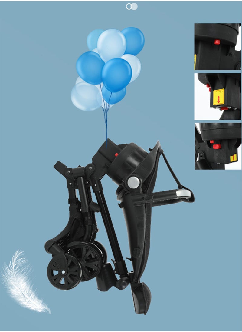 Generic - Lightweight Stroller Two-way Pushing Foldable Can Be lying Can Sitting with Canopy Suitable For Children Aged 1-5 Black Red - Image 1