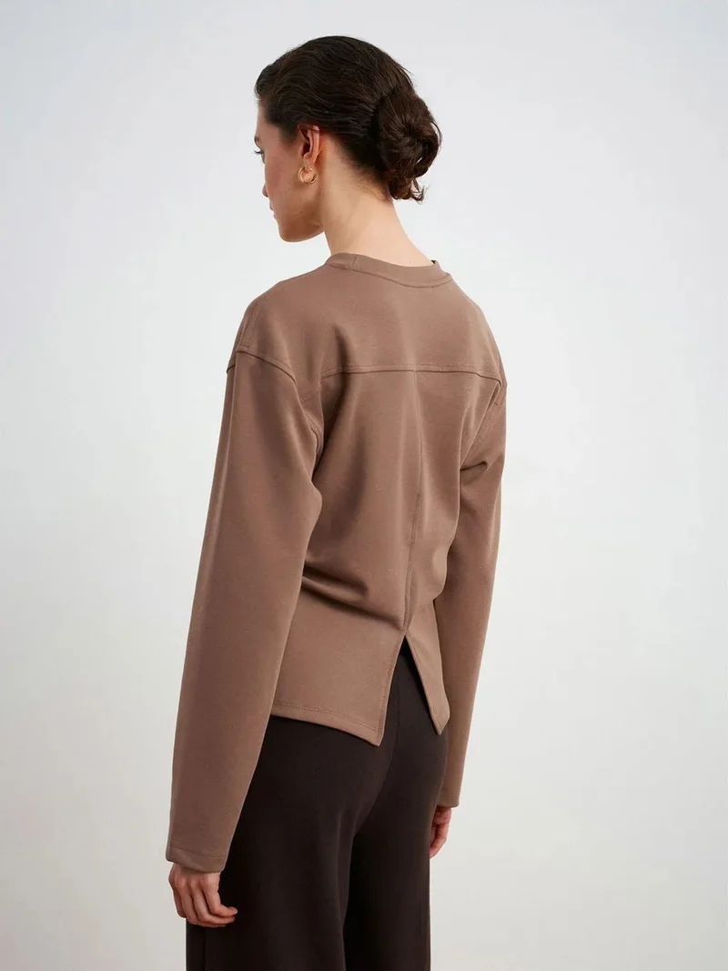 ديلفين DILVIN Women's Regular Fit Crew Neck Knit Blouse