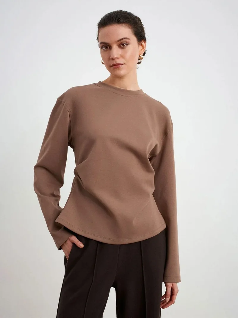 ديلفين DILVIN Women's Regular Fit Crew Neck Knit Blouse