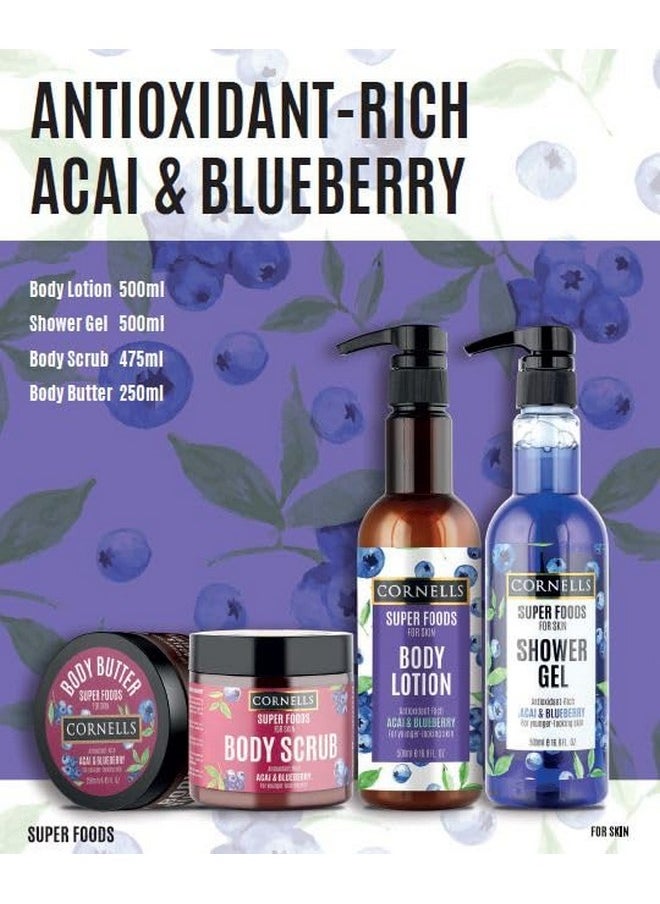 CORNELLS - Super Food Acai & Blueberry Body Lotion 500Ml | For Younger Looking Skin | Antioxidentrich | For Men And Women - Image 1