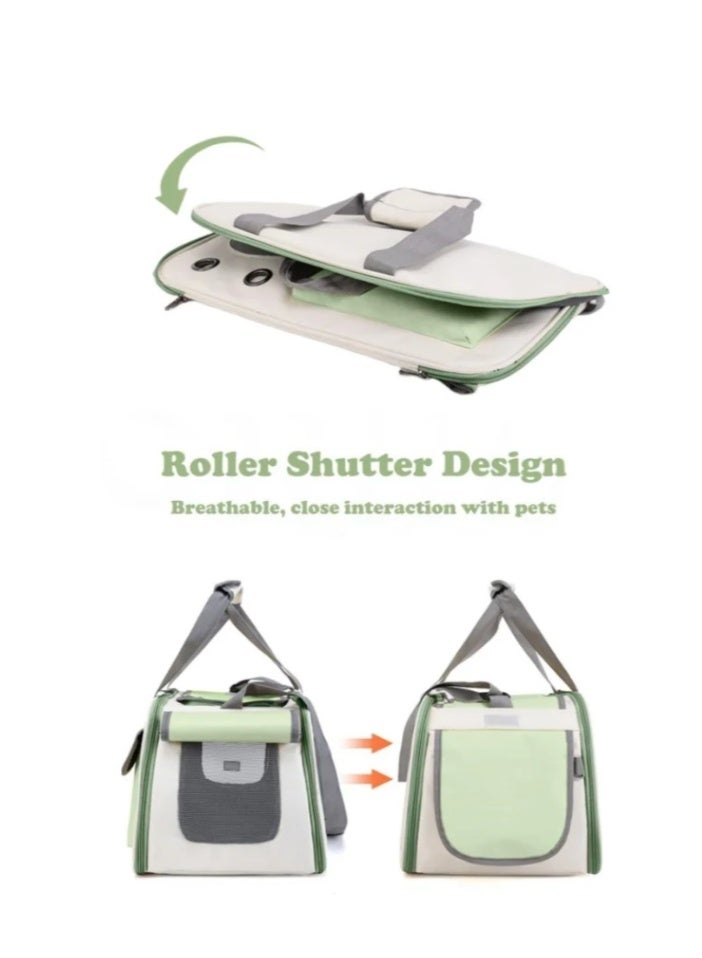 daydayup Cat Airline Crate, Dog Carrier, 16.5 lb Pet Foldable Travel Carry, Soft Side Cat Carrier, Roll-Up Cover, for Nervous Cats (Green) - Image 2