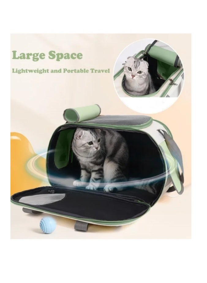 daydayup Cat Airline Crate, Dog Carrier, 16.5 lb Pet Foldable Travel Carry, Soft Side Cat Carrier, Roll-Up Cover, for Nervous Cats (Green) - Image 3