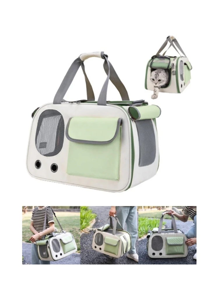 daydayup Cat Airline Crate, Dog Carrier, 16.5 lb Pet Foldable Travel Carry, Soft Side Cat Carrier, Roll-Up Cover, for Nervous Cats (Green) - Image 1