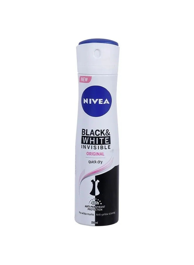 Nivea Black & White Invisible Original Women Anti-Perspirant Spray - 150ml‏