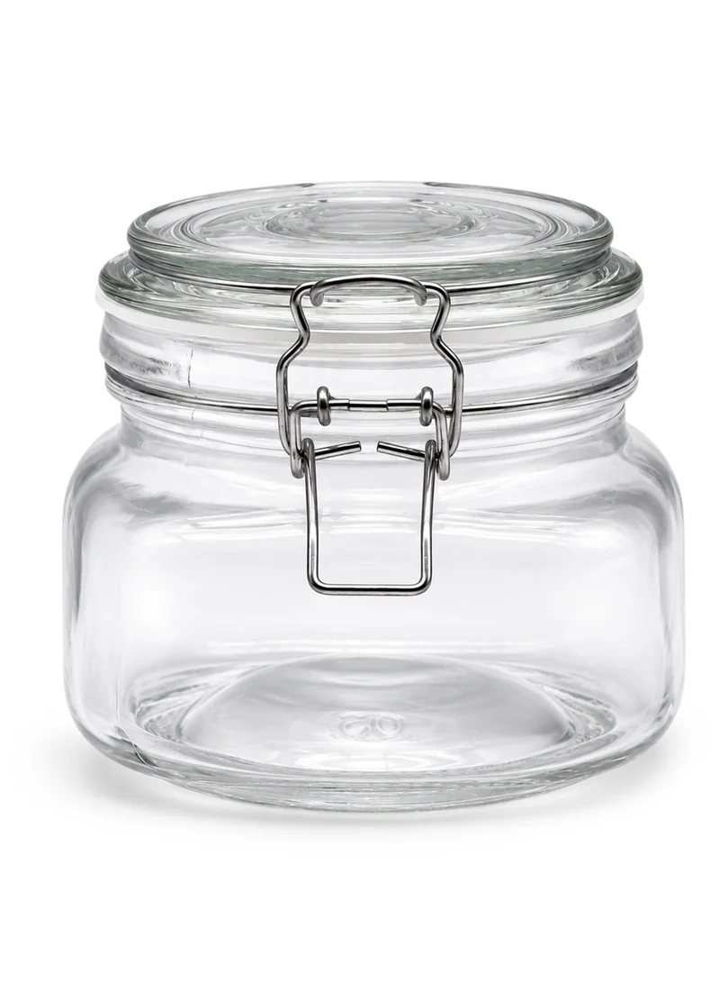 Cuisine Art Cuisine Art Glass Storage Jar with Clip Lid 500 ml, Clear Glass Food Container with PP Sealing Ring, Clip Top Pantry Canister for Coffee, Sugar, Tea, Spices, Nuts & Dry Food, 11.5 x 10 cm