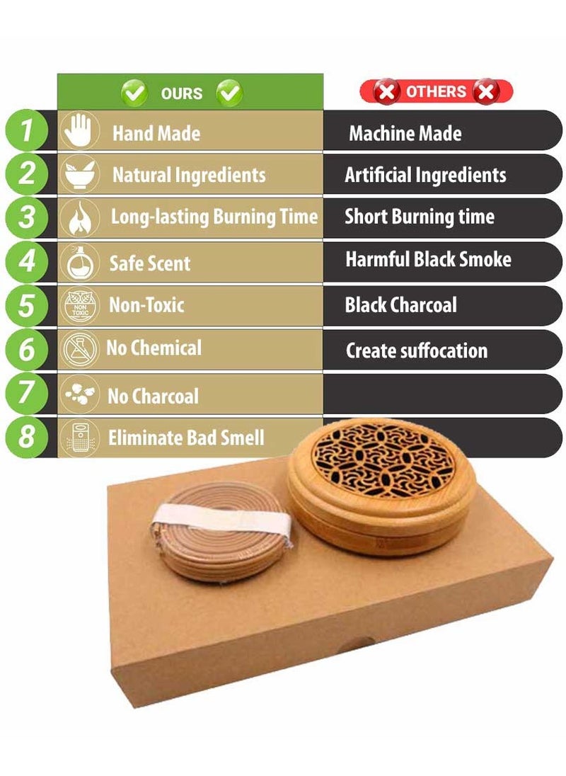 Bakhoor BoSidin Bakhoor Incense 10 pieces 4-hour Oud Sticks with Wooden Round Burner Premium Agarwood Fragrance  - Image 4