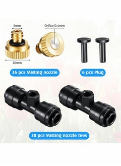 KASTWAVE Misting Nozzles, KASTWAVE Kit Include Water Misting Nozzle Tees Thread 1/4 Inch and Brass Orifice Nozzle with Black Plug for Outdoor Spray Cooling System (72 Pieces in Total)  - Image 4