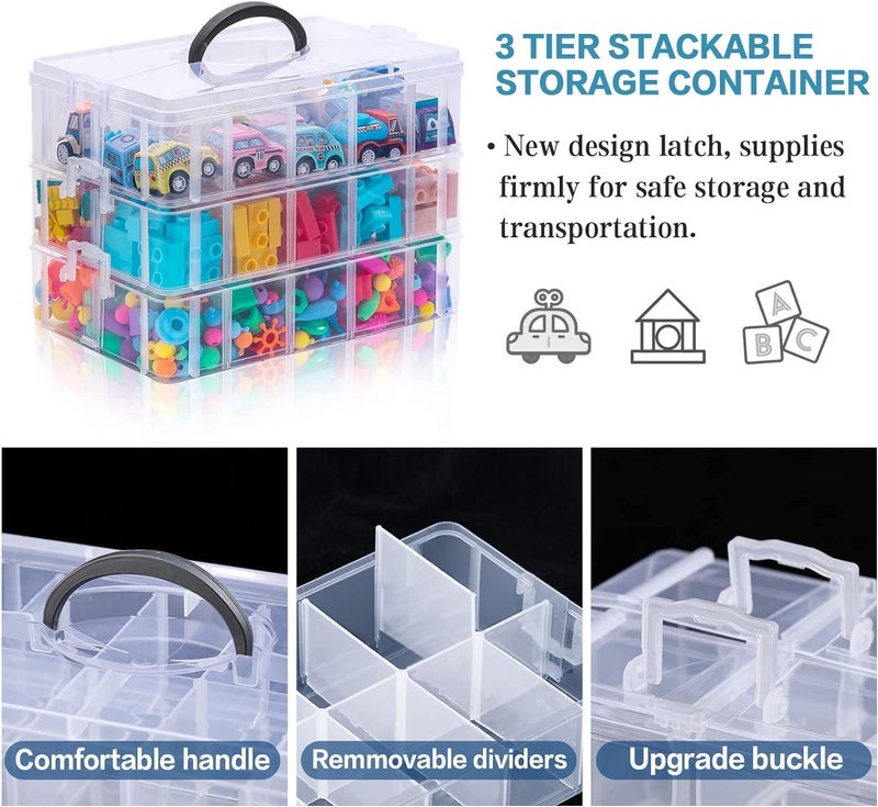 Golden Bird Golden bird plastic boxes for Storage transparent Space Saving Organiser with Lid Portable Stackable for Jewelry Beads Crochet Sewing Scrapbooking DIY Craft CLEAR 30 GRID - Image 3