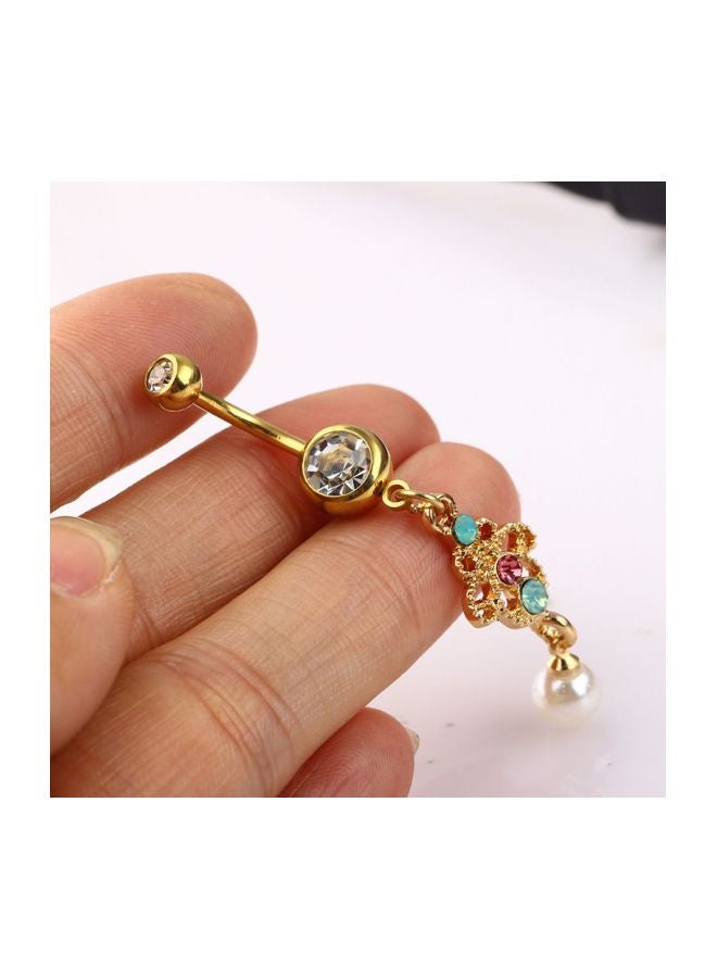 اليشمك طقم حلق سرة بطن من الستيل الجراحي 316L بتصميم زهرة دوار الشمس مكون من قطعتين - Image 3