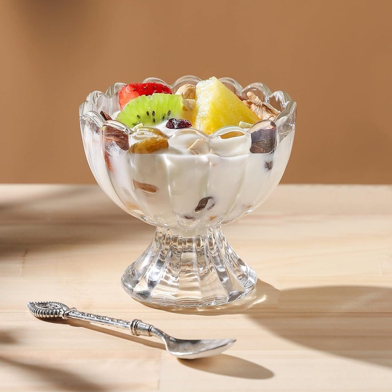 RAGYULA Glass Dessert Bowls Set of 6 Glass Ice Cream Cups Small Trifle Cute Footed Sundae Glasses Dessert Bowl for Dessert Sundae Ice Cream Fruit Salad Snack Cocktail Clear 120ml Each - Image 4