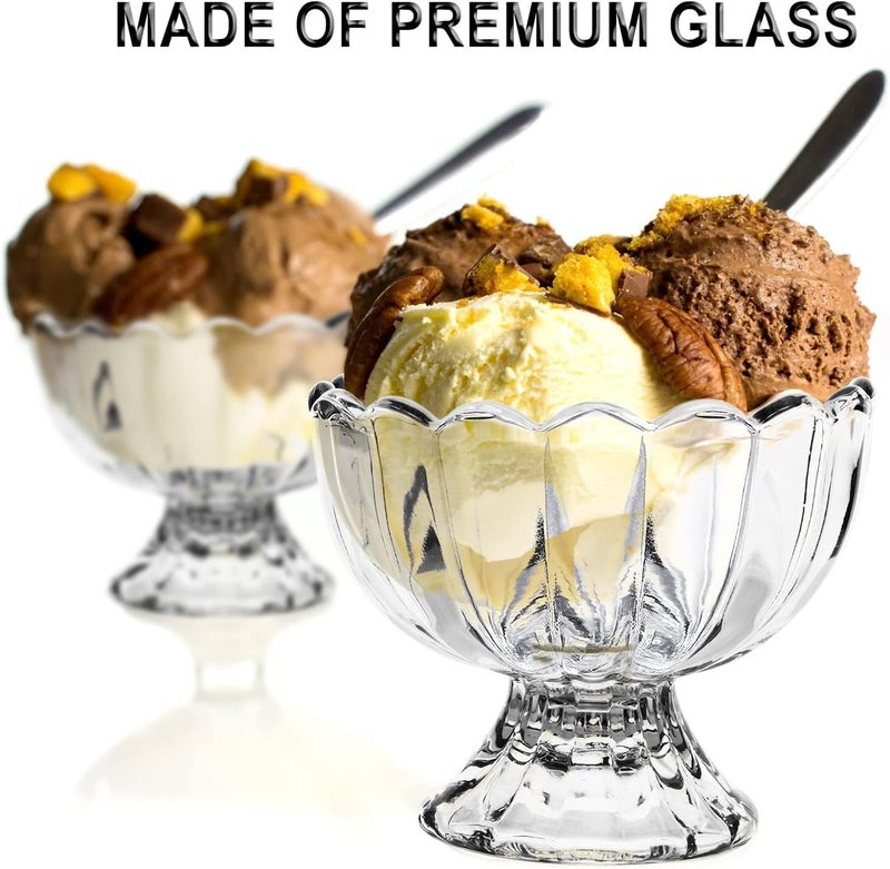 RAGYULA Glass Dessert Bowls Set of 6 Glass Ice Cream Cups Small Trifle Cute Footed Sundae Glasses Dessert Bowl for Dessert Sundae Ice Cream Fruit Salad Snack Cocktail Clear 120ml Each - Image 3