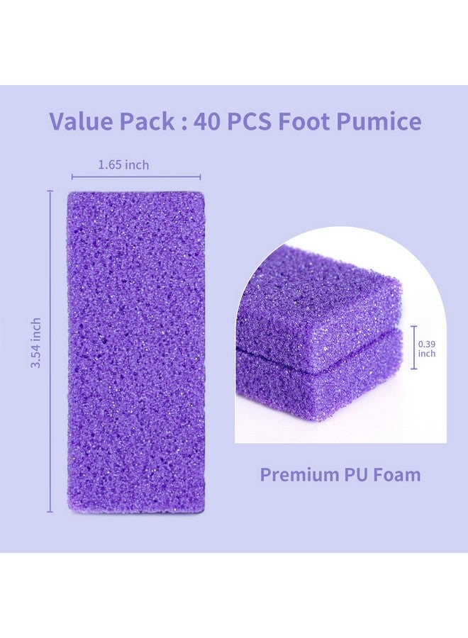 نوفال حجر الخفاف نوفال لتنظيف القدمين وإزالة الجلد الميت، أداة إزالة مسامير القدم، أدوات باديكير، إسفنجة خفاف أرجوانية، للاستخدام المنزلي في صالونات الأظافر، 40 قطعة - Image 5