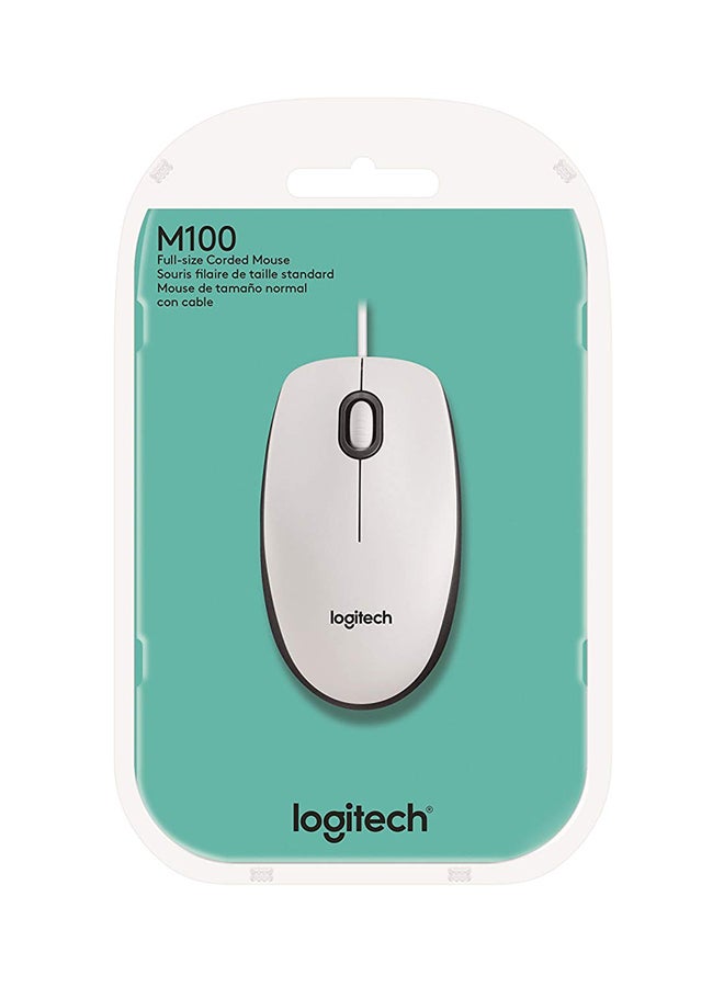 Logitech M100 Wired USB Mouse White - Image 5