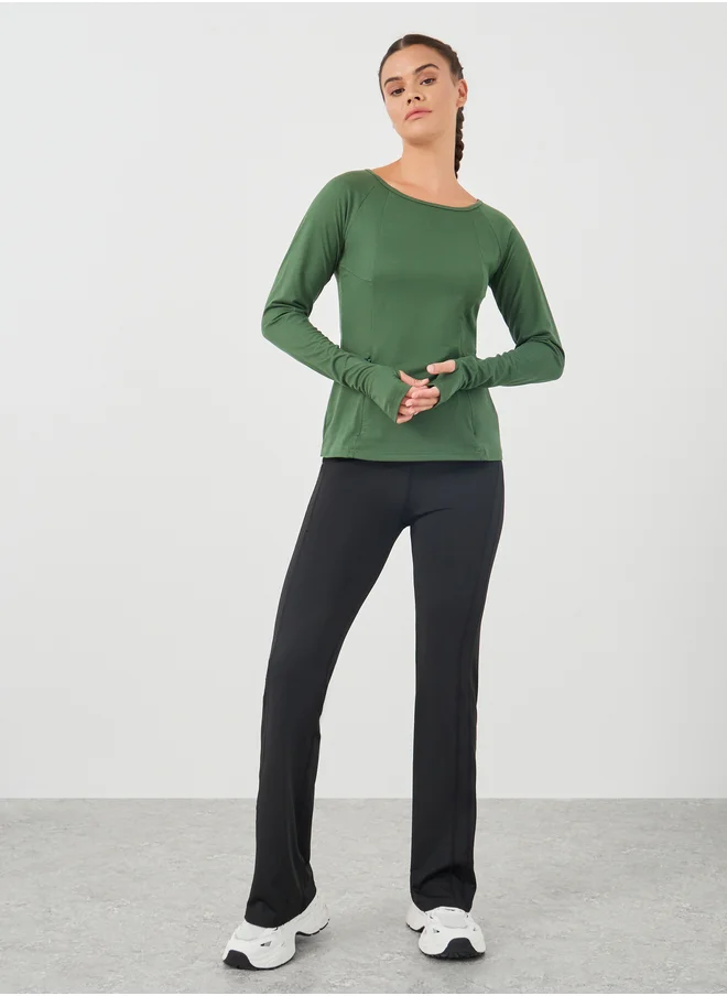ستايلي Contour Effect Stitch Detail Long Sleeve Top