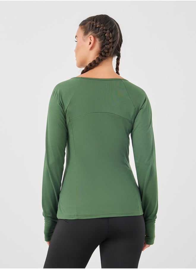 Styli Contour Effect Stitch Detail Long Sleeve Top  - Image 4