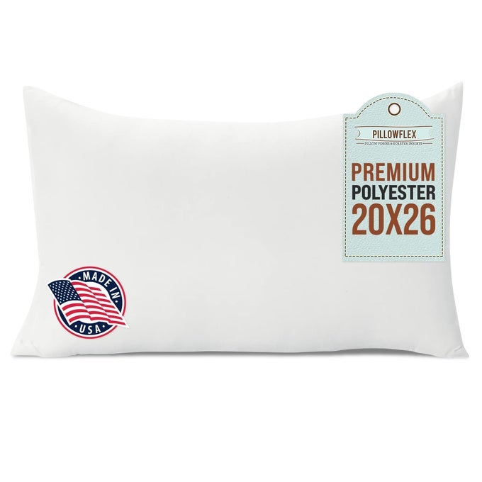 PREMIUM POLYESTER THROW PILLOW INSERT 20X26 ULTRA SOFT LARGE RECTANGLE THROW PILLOW COUCH SHAM LUMBAR BACK SOFA MACHINE WASHABLE DECORATIVE ACCENT FORM 1 SOFT PILLOW