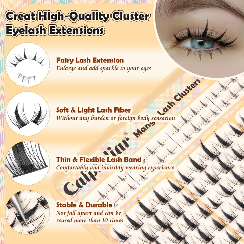 calphdiar Manga Lash Clusters Anime Star Eyelash Extension 188Pcs Natural Lash Clusters with Bottom Lashes Spiky Cluster Eyelash Extensions Wispy 10-14mm Fairy Individual Lashes Extension Doll Eyelash Clusters - Image 4