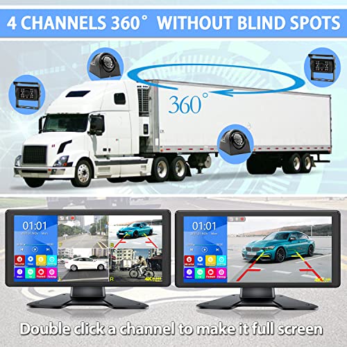 DOUXURY RV Backup Camera System with 10.36’’ 4K Monitor for RV Truck Bus Trailer with 4 Rear/Side View 1080P HD Cameras 4 Splits Touch Screen DVR Recording IP69 Waterproof Bluetooth Music Video Avoid Blind - Image 2