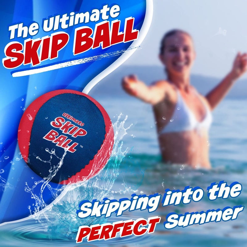 Activ Life Ultimate Skip Ball - Durable Bounce Action & Water Skip Ball - Beach Toys for Beach Fun Stocking Stuffers for Teen Boys & Girls - Red/Blue - Image 2