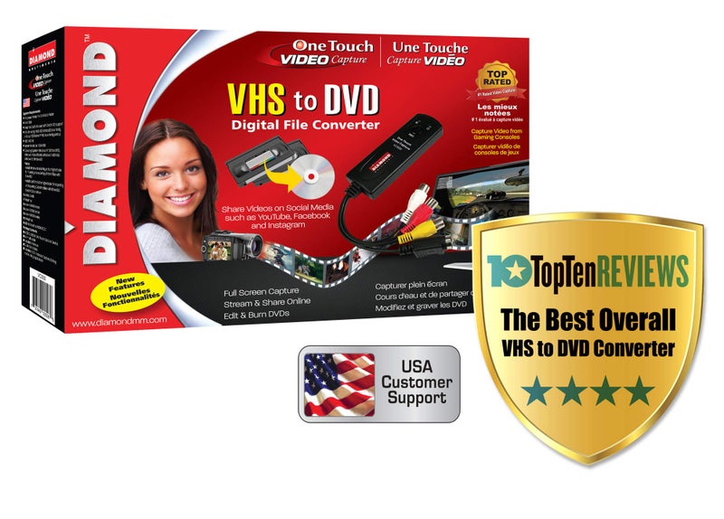 Diamond Multimedia VC500 One Touch VHS to Digital File, DVD Converter with Easy to use Software, Convert, Edit and Save For Win7,8,10,11 - Image 1