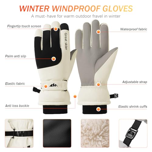 Gustave® Winter Gloves for Men Fleece Lining Riding Gloves for Women Men Winter Hand Gloves Windproof Gloves with Touch Screen Finger Fashion Outdoor Gloves for Winter for Riding, Hiking, Ski - Image 3