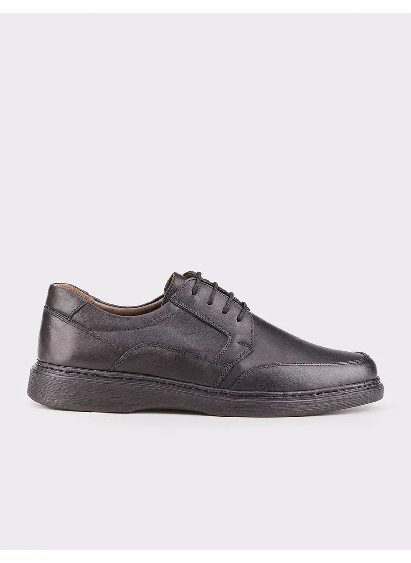 كاباني Men's Leather Black Casual Lace-up Shoes