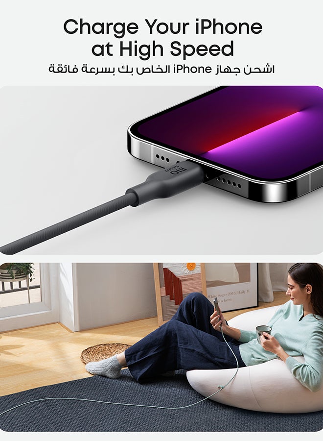 كابل USB-C إلى Lightning، كابل 541 (أسود فانتوم، 6 أقدام)، معتمد من MFi، كابل شحن سريع حيوي لهاتف iPhone 14 14pro 14pro Max 13 13 Pro 12 11 X XS XR 8 Plus (الشاحن غير متضمن) - Image 4