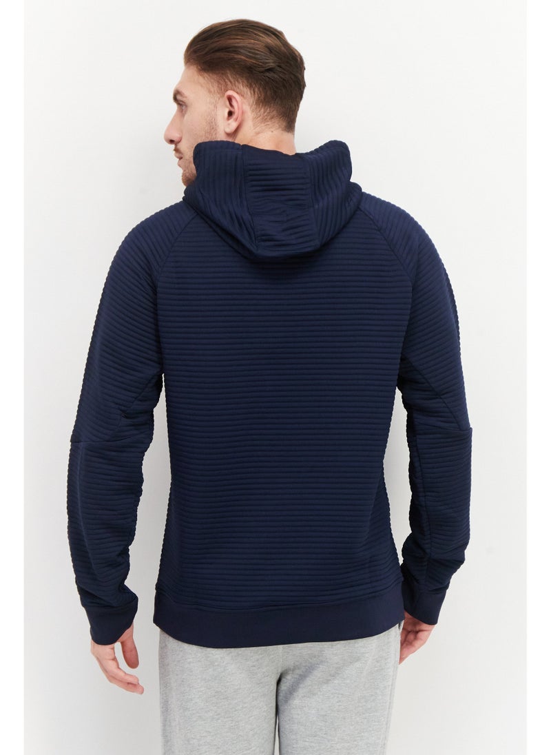 Apana Men Hooded Long Sleeve Plain Sweatshirt, Navy Blue - Image 5