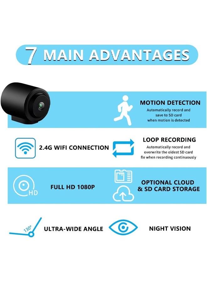 Muyixin Mini Security Camera, 1080P WiFi Camera Indoor Outdoor with Night Vision, Motion Detection, Cloud & SD Storage, APP Remote Control, for Home Baby Pet Surveillance  - Image 2