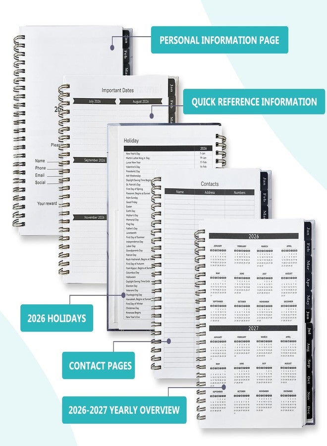Geelyda 2026 Planner - Jan. to Dec. 2026, 2026 Planner Weekly and Monthly, 2026 Calendar Monthly Planner with Pocket, Flexible Cover, Twin-Wire Binding, Thick Paper - Blue - Image 4