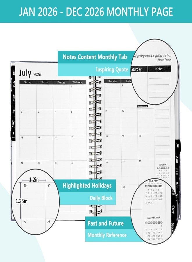 Geelyda 2026 Planner - Jan. to Dec. 2026, 2026 Planner Weekly and Monthly, 2026 Calendar Monthly Planner with Pocket, Flexible Cover, Twin-Wire Binding, Thick Paper - Blue - Image 3