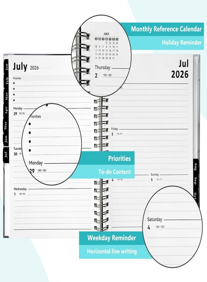Geelyda 2026 Planner - Jan. to Dec. 2026, 2026 Planner Weekly and Monthly, 2026 Calendar Monthly Planner with Pocket, Flexible Cover, Twin-Wire Binding, Thick Paper - Blue - Image 2