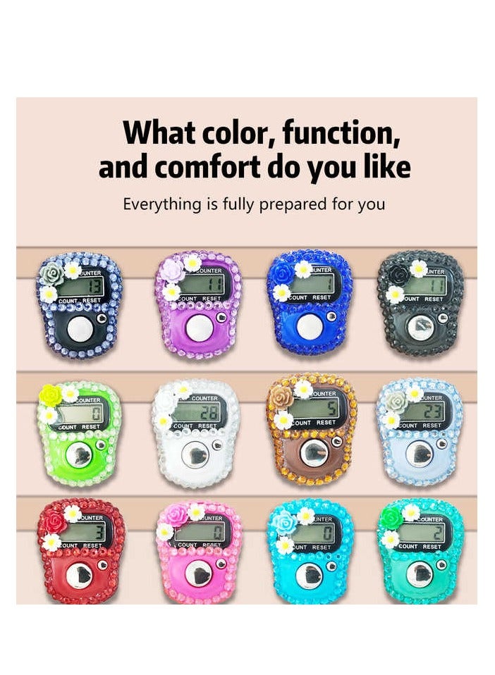 Elegant electronic digital rosary, decorated with shiny stones and small flowers for an aesthetically pleasing touch. It features a modern design in a variety of colors to suit all tastes, with a clear digital display to show the number, and an easy-to-use button for counting and resetting. - Image 2