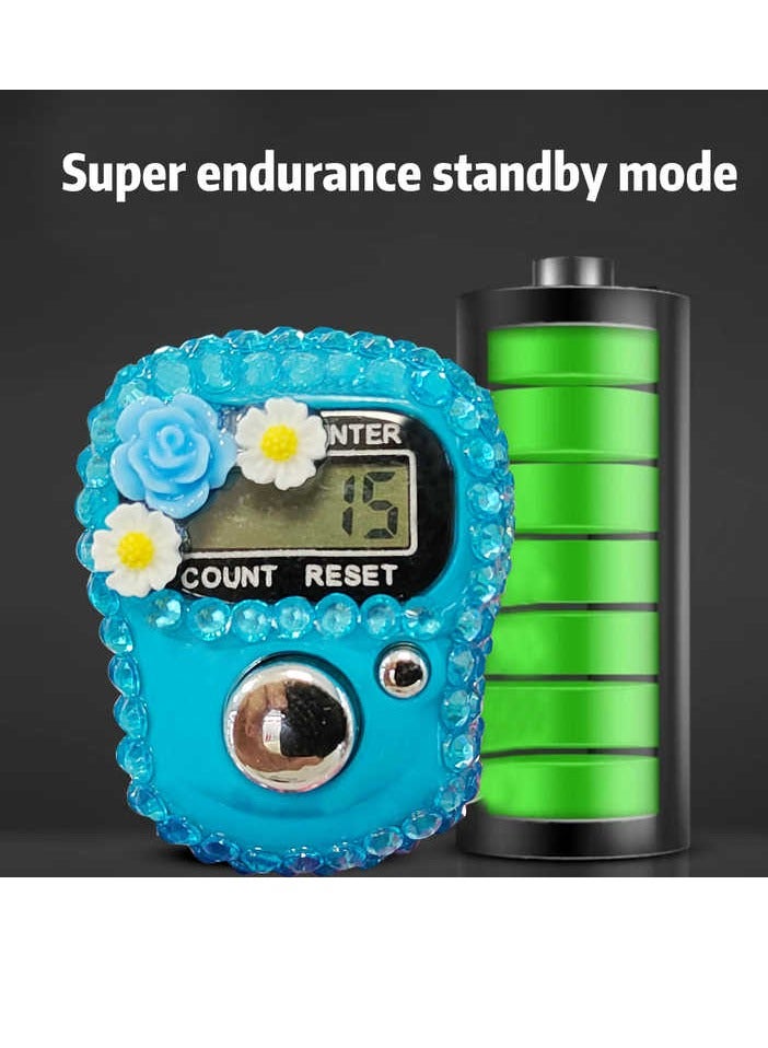 Elegant electronic digital rosary, decorated with shiny stones and small flowers for an aesthetically pleasing touch. It features a modern design in a variety of colors to suit all tastes, with a clear digital display to show the number, and an easy-to-use button for counting and resetting. - Image 3